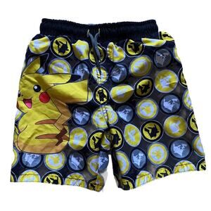Pokemon Swim Trunks Youth Size 4 Shorts Swimsuit Pikachu Boys Black Yellow